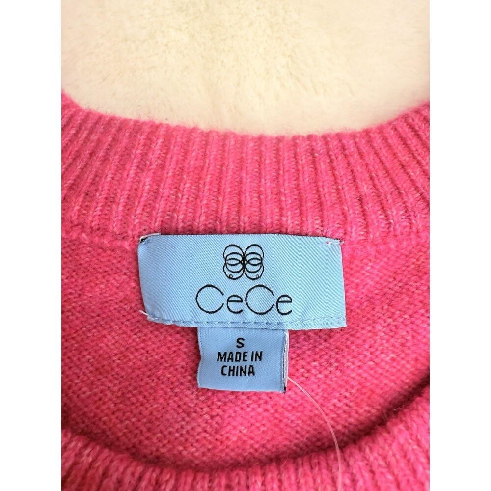 New CeCe Women Sweater S Pearls Pullover Round Neck Embellished Balloon Sleeves - Picture 8 of 11